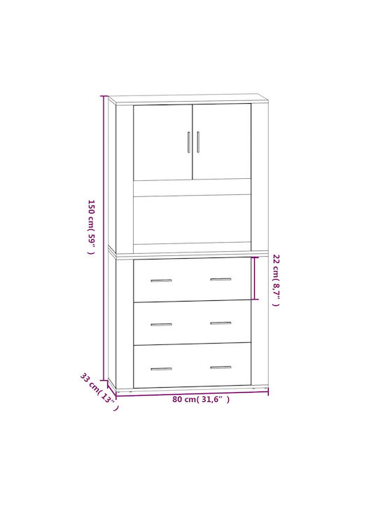 Kleiderschrank Büro 80x33x70cm