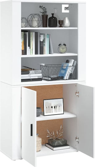 Wooden Office Cabinet White 80x33x70cm
