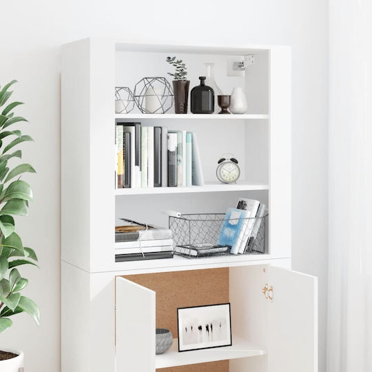 Wooden Office Cabinet White 80x33x70cm