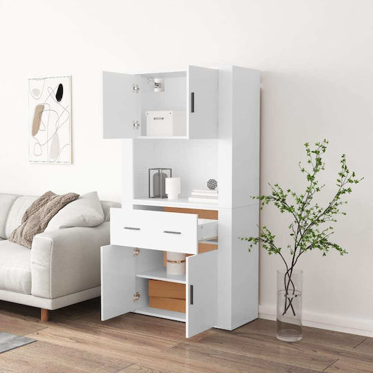 Wooden Office Cabinet White 80x33x70cm