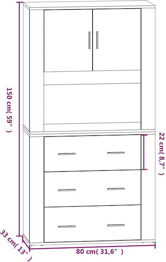 Wooden Office Cabinet 80x33x70cm