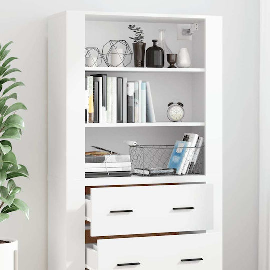 Office Storage Cabinet Wooden White 80x33x70cm