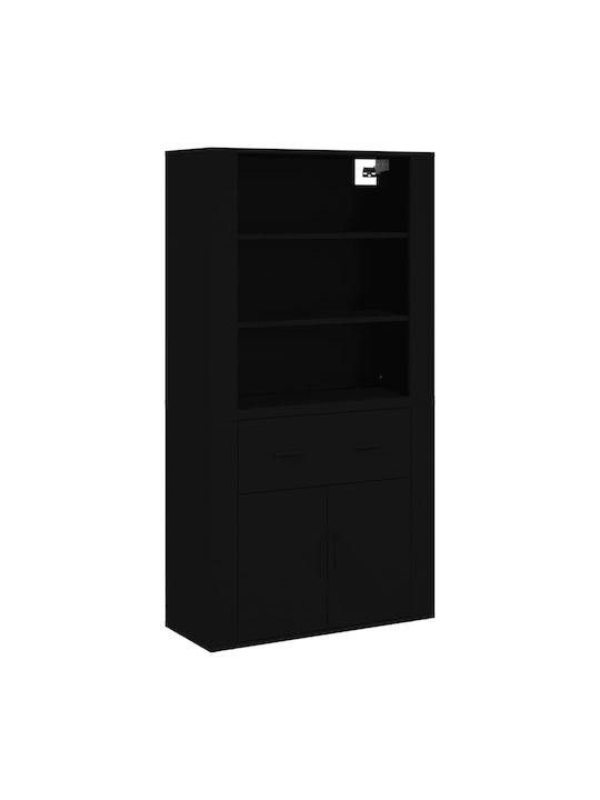 Office Storage Chipboard Closet Black L80xW33xH70cm