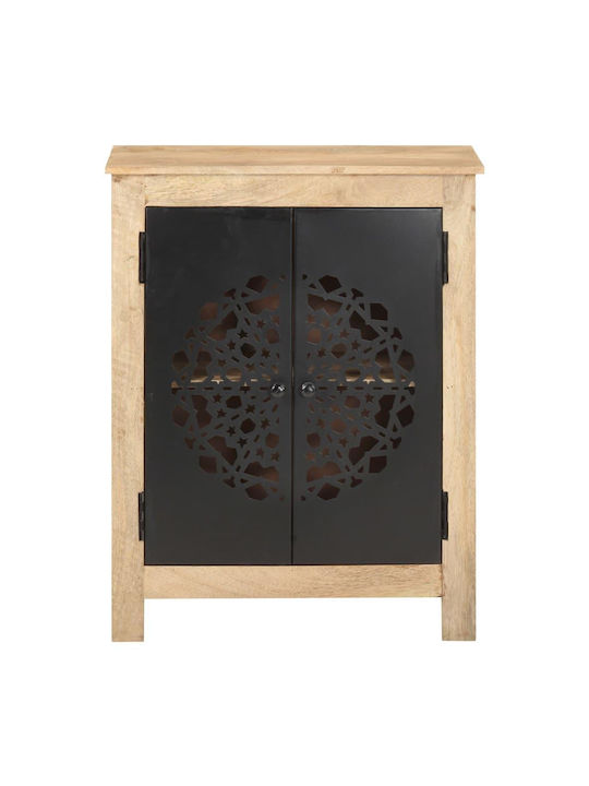 Sideboard made of Solid Wood & Metal Beige 60x35x75cm