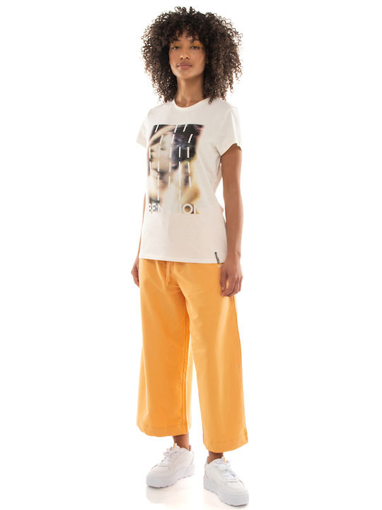 Women's Fabric Trousers in Wide Line Orange