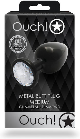 Shots Ouch Metal Butt Plug Πρωκτική Σφήνα Medium Gunmetal / Diamond