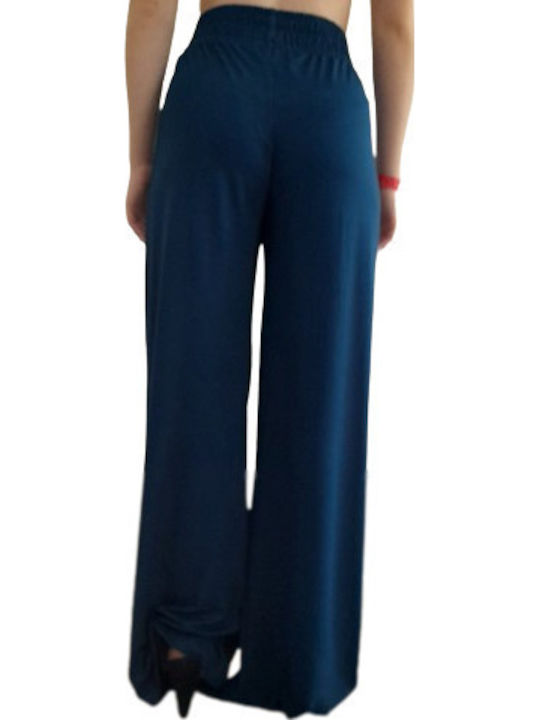 Women's Fabric Trousers with Elastic Petrol