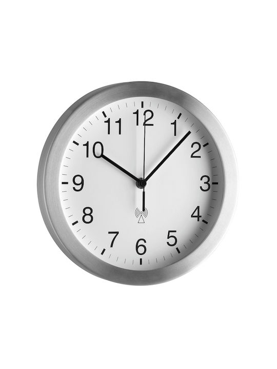 TFA Wall Clock Metallic Silver Ø25cm
