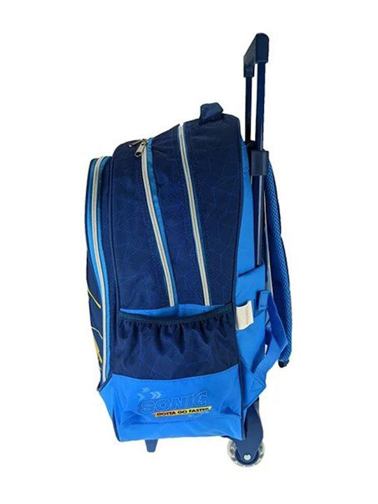 Gim Sonic School Bag Trolley Elementary, Elementary Blue with Water Bottle Holder 27Liters