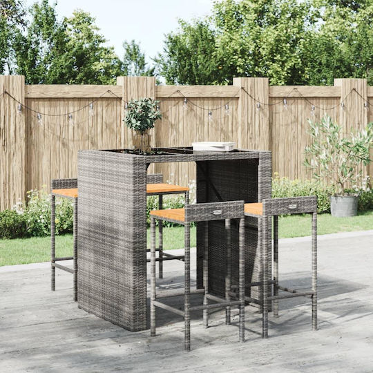 Wooden Bar Stool for Outdoor Use Gray 4 Pieces 40x44x86cm