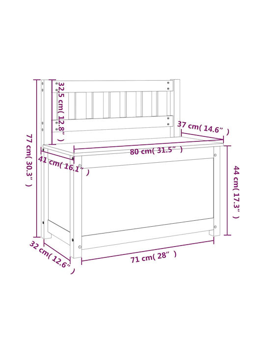Bench Outdoor Wooden with Chest 80x41x77cm