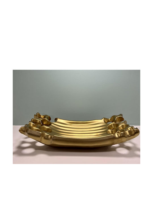 Karvounis Ceramic Decorative Platter Golden 35x16.5x8.5cm