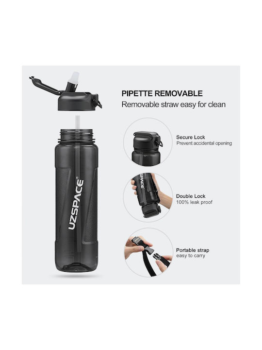 Uzspace Tritan BPA Free Leakproof Plastic Water Bottle 1000ml