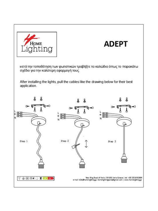 Home Lighting Adjustable Pendant Light Black Rail for 4 Bulbs E27