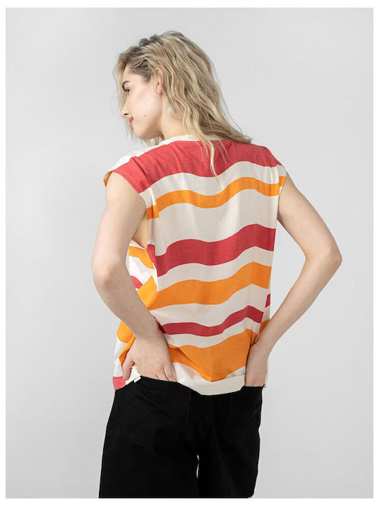 Outhorn Bluza de Damă de Vară din Bumbac Fără mâneci Cu dungi Multicoloră