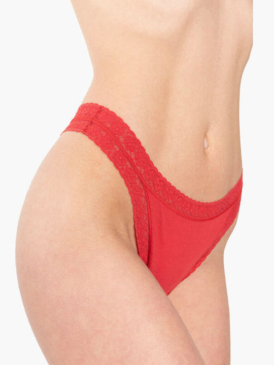 Γυναικεία Slip 2Pack με Δαντέλα Κόκκινα