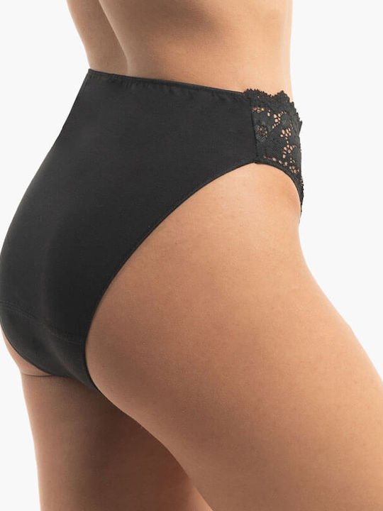 A.A UNDERWEAR Baumwolle Damen Slip Nahtlos mit Spitze Schwarz