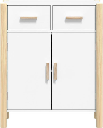 Sideboard aus Massivholz mit Schubladen Weiß 62x38x75cm