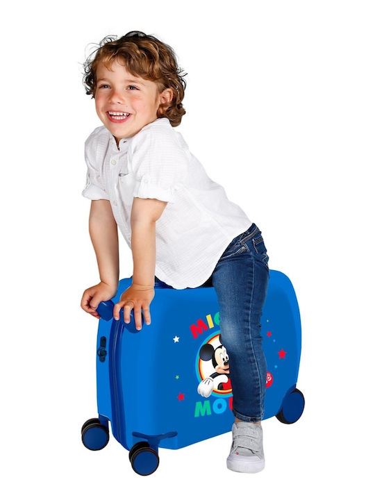 Disney Mickey Mouse Kids Cabin Hard Suitcase Blue with 4 Wheels Height 38cm