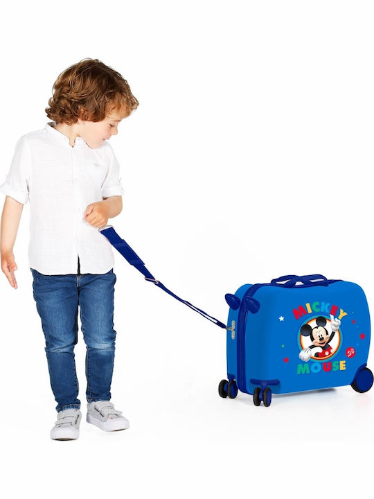 Disney Mickey Mouse Kids Cabin Hard Suitcase Blue with 4 Wheels Height 38cm