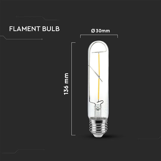V-TAC LED-Lampe 2W 300mm für Fassung E27 und Form T30 Warmes Weiß 200lm