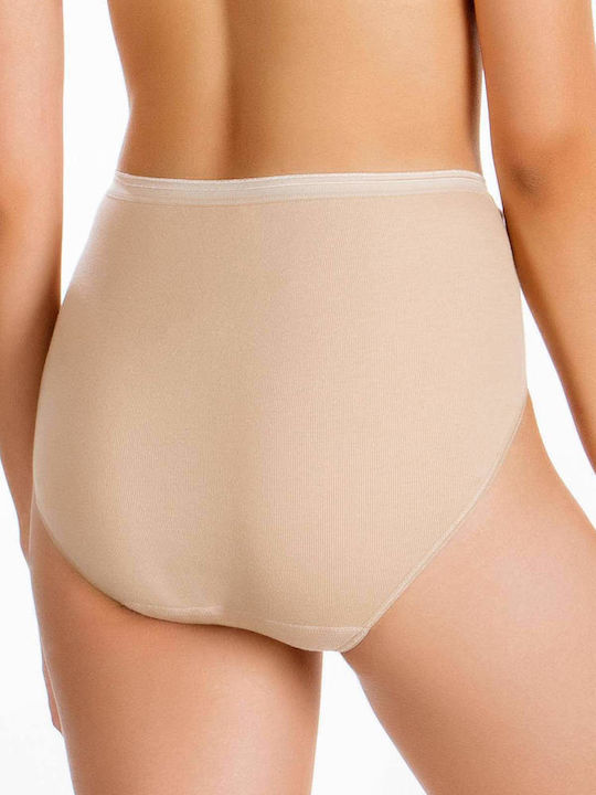 Minerva Baumwolle Damen Slip 2Pack mit Spitze Beige