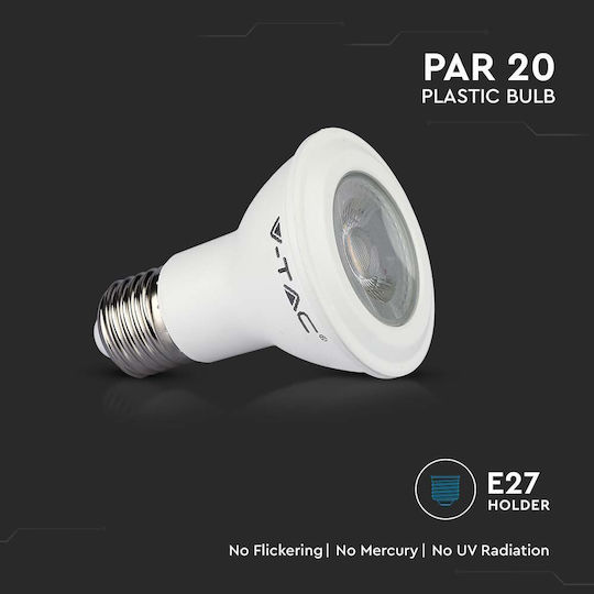V-TAC LED-Lampe 5.8W 84mm für Fassung E27 und Form PAR20 Warmes Weiß 425lm