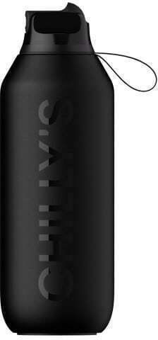 Chilly's Series 2 Flip Bottle Thermos Stainless Steel BPA Free 1lt Abyss Black with Straw
