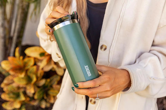 Wacaco Octaroma Grande Travel Mug Glass Thermos Stainless Steel BPA Free 435ml Pomona Green with Mouthpiece