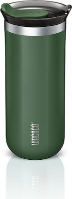 Wacaco Octaroma Grande Travel Mug Glass Thermos Stainless Steel BPA Free Pomona Green 430ml with Mouthpiece