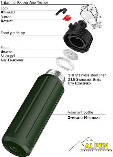 Alpin SUS 316 Recyclable Bottle Thermos Stainless Steel BPA Free 450ml Purple with Mouthpiece