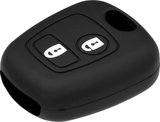 Car Key Cover Case made of with 2 Buttons for Peugeot in Black Color