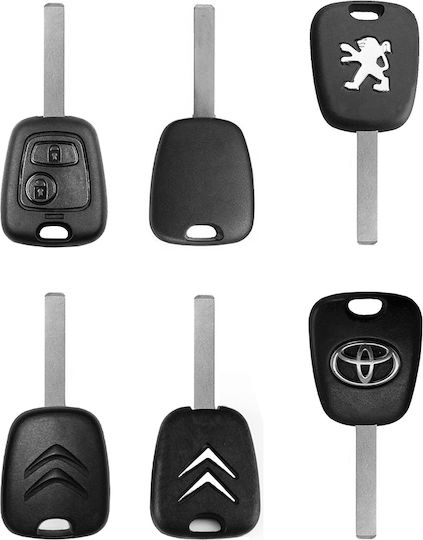 Car Key Cover Case made of with 2 Buttons for Peugeot in Black Color