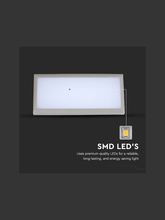 V-TAC Wall-Mounted Outdoor Ceiling Lamp LED IP65 12W with Cool White Light 26.5x12x8.1cm
