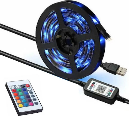 LED Strip USB 5V RGB Light 2m with Power Supply & Remote Control