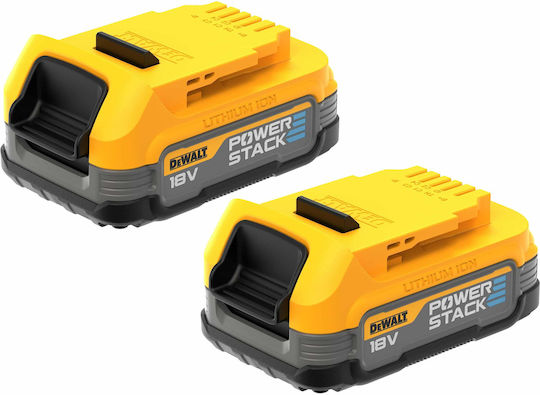 DEWALT Σετ 2 Μπαταριών Εργαλείου Λιθίου 18V με Χωρητικότητα 1.7Ah Powerstack