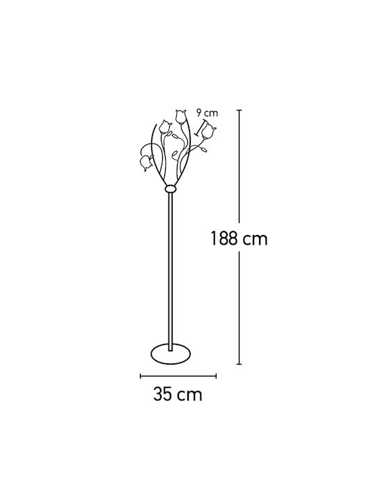 Inlight Vintage Floor Lamp H188xW35cm. with Socket for Bulb G9 Nickel Matt