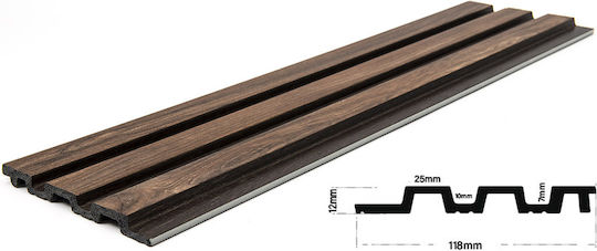 3D Πάνελ Τοίχου Αφρώδες με Κόλλα Walnut/Dark Brown Καφέ 290x12.2εκ.