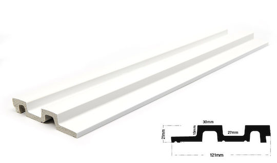 3D Wandpaneele Schaumstoff mit Kleber Weiß Weiß 290x12,2cm