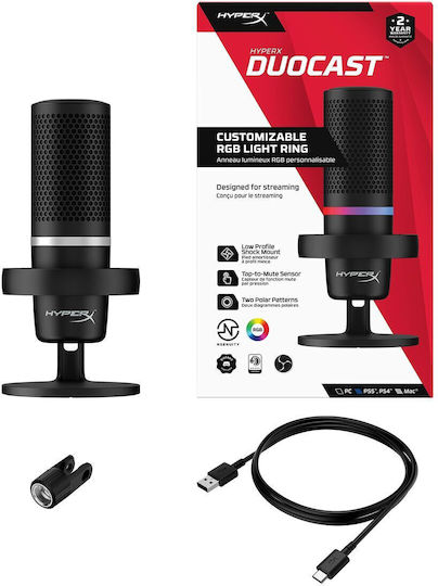 HyperX DuoCast RGB Multi-Polar Πυκνωτικό Μικρόφωνο Επιτραπέζιο