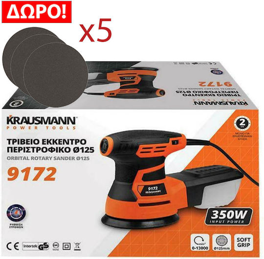 Krausmann 9172 Electric Eccentric Sander 125mm Electric 350W with Suction System 9172