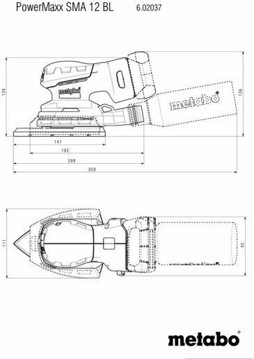 Metabo Powermaxx SMA 12 BL Τριβείο Δέλτα 12V Solo με Ρύθμιση Ταχύτητας και με Σύστημα Αναρρόφησης