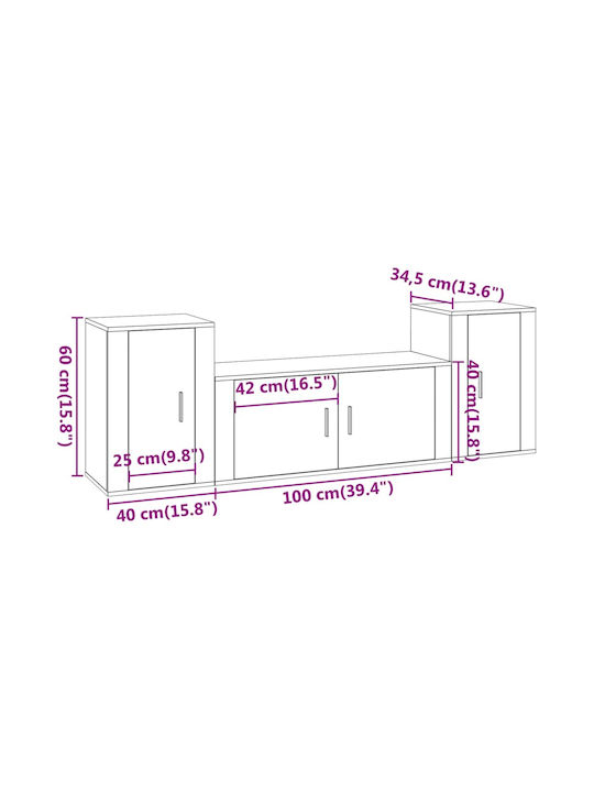 Wohnzimmer TV-Einheit Smoky Oak L40xB34.5xH60cm