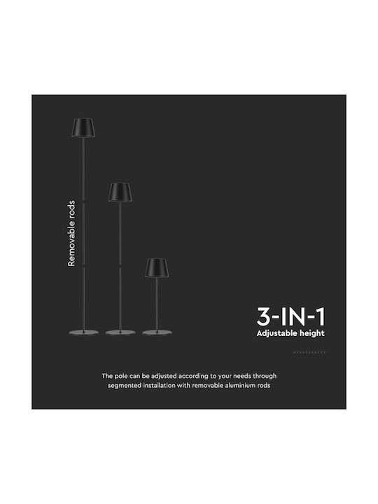 V-TAC LED Floor Lamp Y130xM14cm with Warm White Light 300lm Black