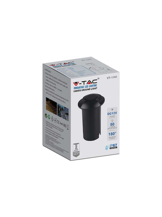 V-TAC Spot De Podea LED 1W Cu Lumină Alb Cald IP67 Negru