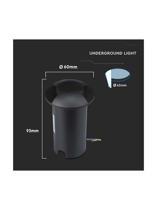 V-TAC Spot De Podea LED 1W Cu Lumină Alb Cald IP67 Negru