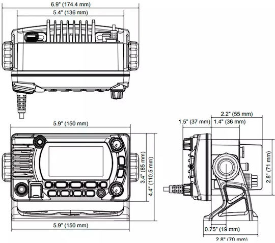 Standard Horizon GX1800GPS/E Transmițător Wireless VHF Marine cu Ecran Monocrom