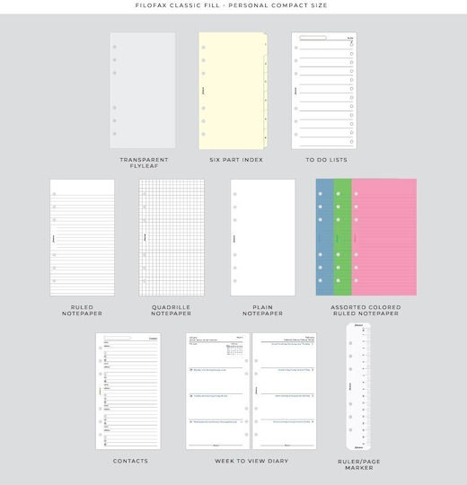 Filofax Εβδομαδιαίο Organizer Saffiano Personal Compact Zip Ροζ Δερμάτινο 20.8x20.8εκ. Blush