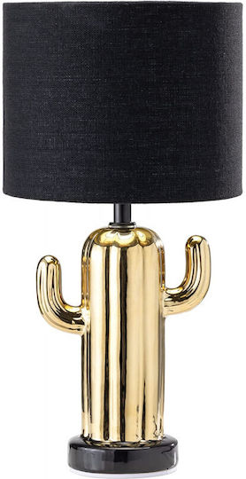 Navaris Cactus Fabric Table Lamp for Socket E14 with Gold Shade and Base