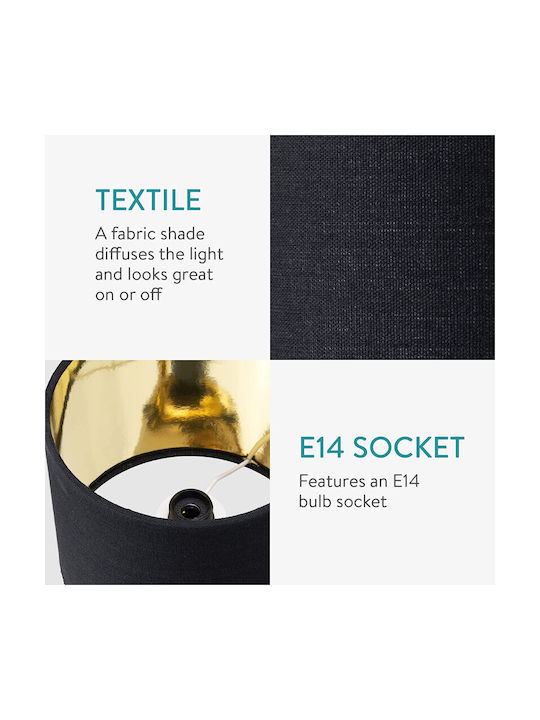 Navaris Cactus Fabric Table Lamp for Socket E14 with Gold Shade and Base